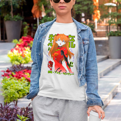 Camiseta Básica Unissex Asuka Kanji Verde Evangelion