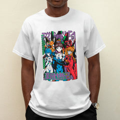 Camiseta Básica Unissex Rei Shinji Asuka Mechas Kanji Evangelion