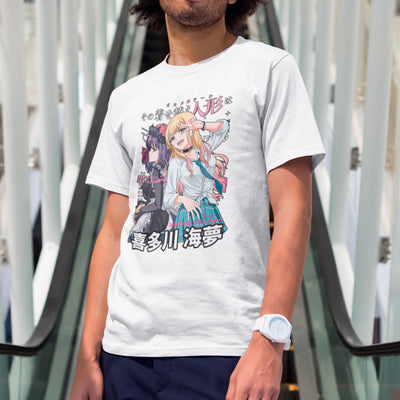 Camiseta Básica Unissex Marin Cosplay Maid Kanji My Dress Up Darling