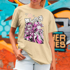 Camiseta Básica Unissex Aqua e Ruby Kanji Oshi No Ko