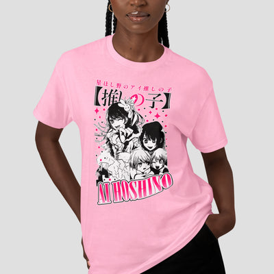 Camiseta Básica Unissex Ai Hoshino e Filhos Kanji Oshi No Ko