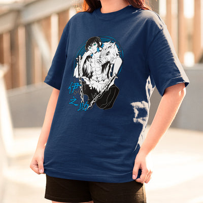 Camiseta Básica Unissex Demon Slayer Inosuke Sem Mascara Kani
