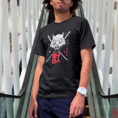 Camiseta Básica Unissex Demon Slayer Inosuke Mascara Kanji