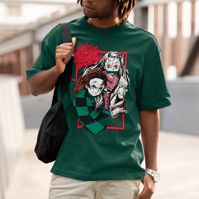 Camiseta Básica Unissex Demon Slayer Nezuko Tanjiro Flor