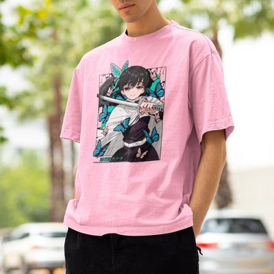 Camiseta Básica Unissex Demon Slayer Kanao Borboleta Kanji