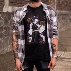 Camiseta Básica Unissex Demon Slayer Shinobu Kanji Raios