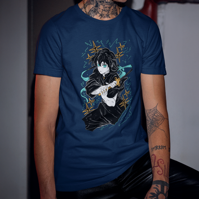 Camiseta Basica Unissex Demon Slayer Tokito Kanji Raios