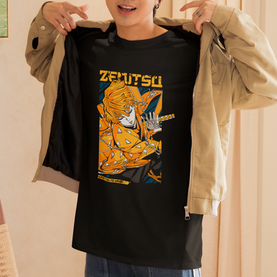 Camiseta Básica Unissex Demon Slayer Zenitsu Espada