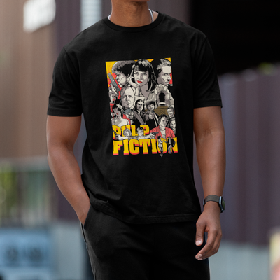 Camiseta Básica Unissex Arte Personagens Pulp Fiction
