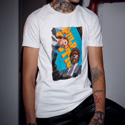 Camiseta Básica Unissex Cena Ceu Titulo Pulp Fiction
