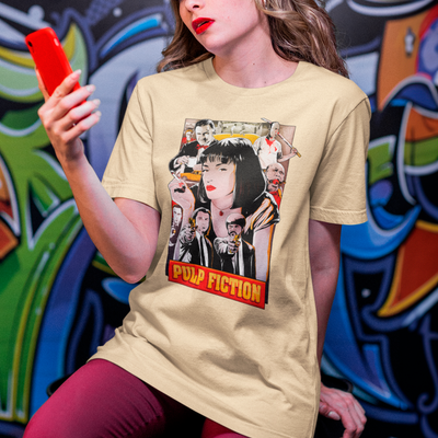 Camiseta Básica Unissex Arte Mia Personagens Pulp Fiction