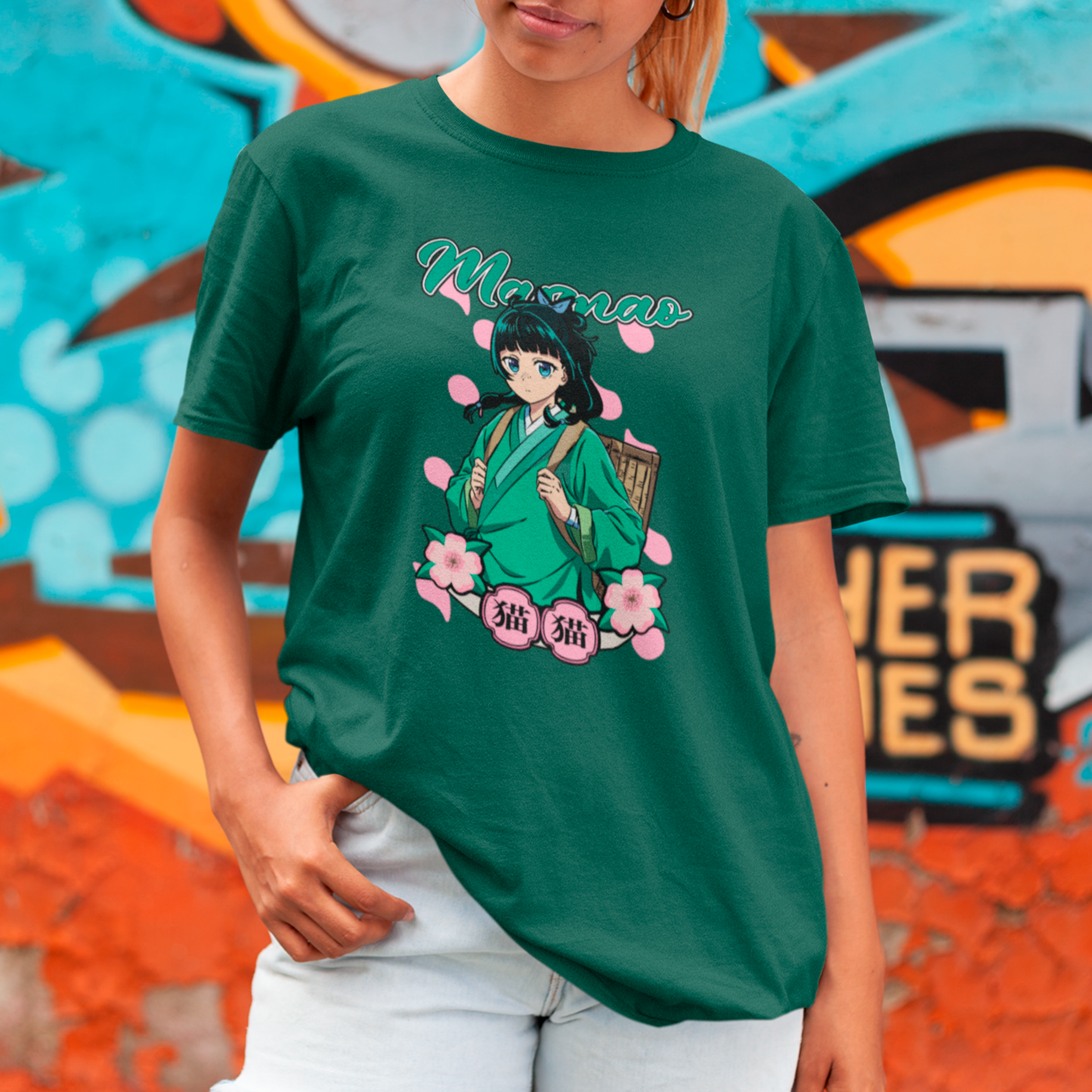 Camiseta Básica Unissex The Apothecary Diaries Maomao Kanji Flowers