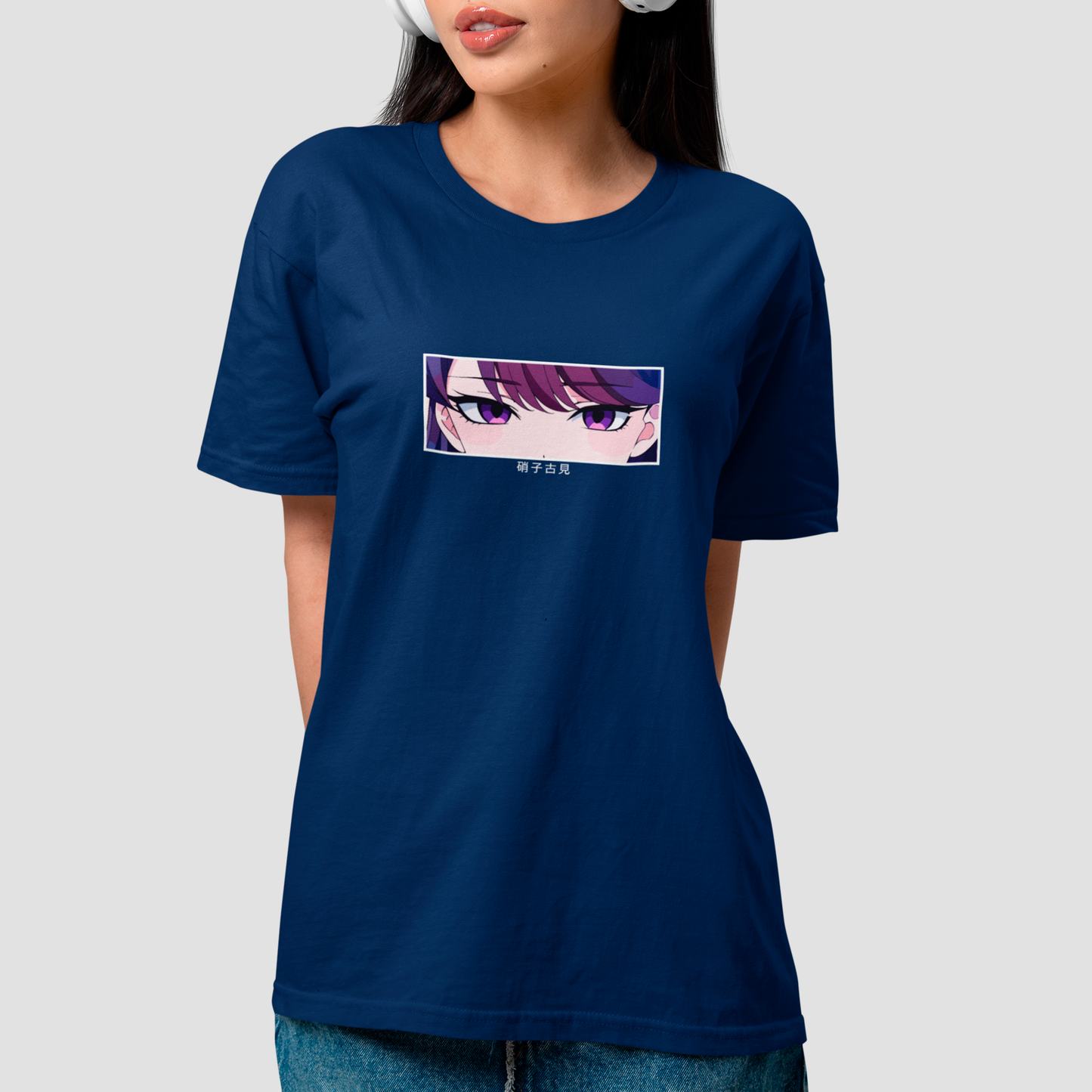 Camiseta Básica Unissex Komi Olhos Kanji Komi Cants Commnicate