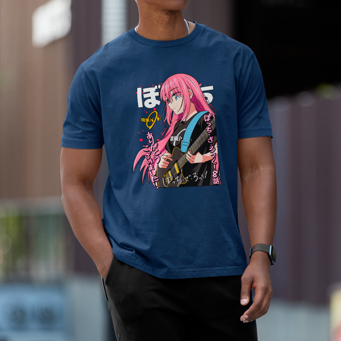 Camiseta Básica Unissex Gotou Guitarra Kanji Bocchi The Rock