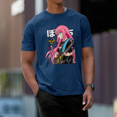 Camiseta Básica Unissex Gotou Guitarra Kanji Bocchi The Rock