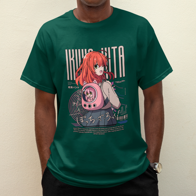 Camiseta Básica Unissex Kita Ikuyo Mochila Gato Bocchi The Rock
