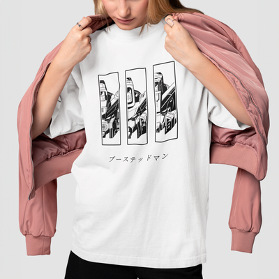 Camiseta Básica Unissex Gundam Capacetes Kanji
