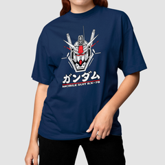 Camiseta Básica Unissex Gundam Kanji Mobile Suit RX-78