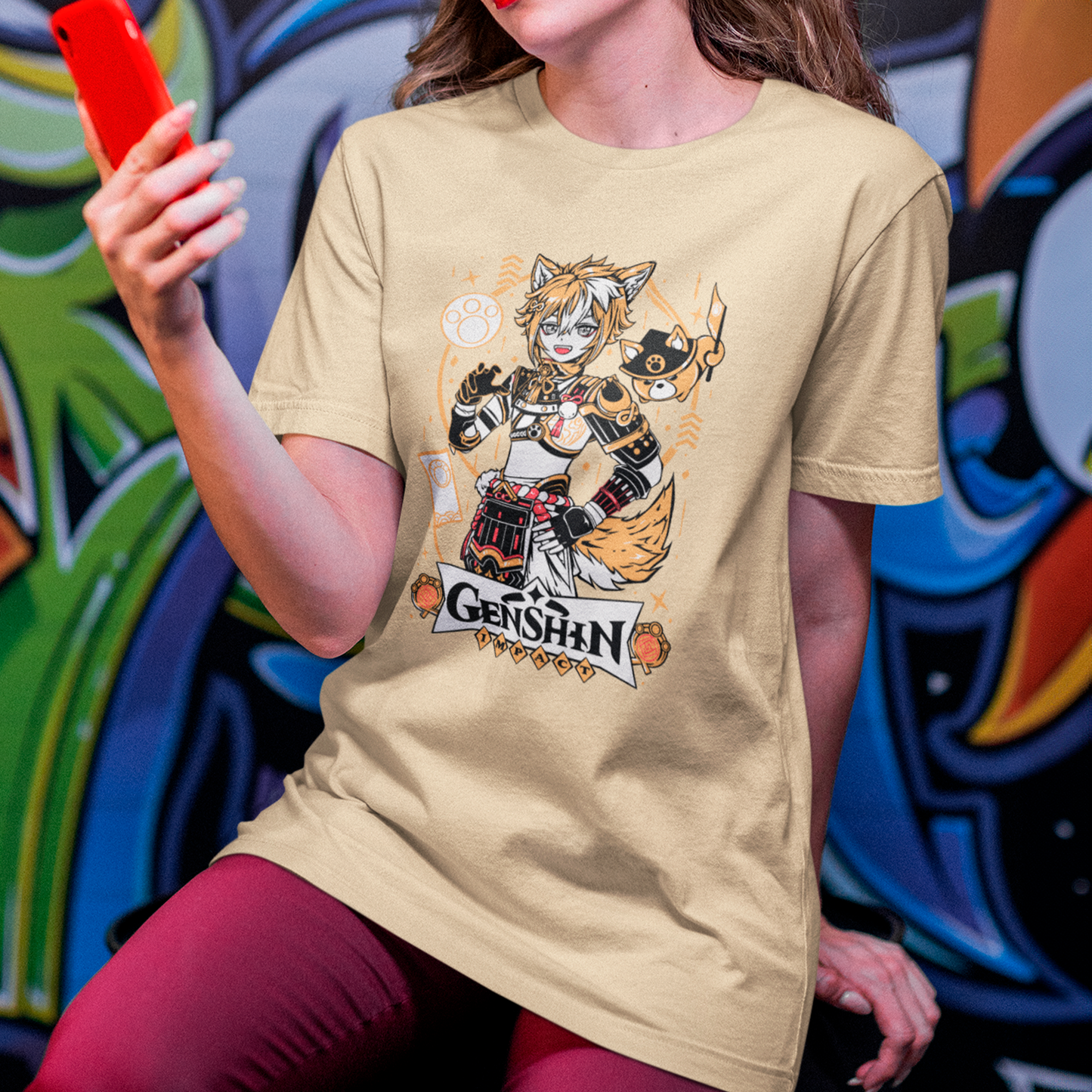 Camiseta Básica Unissex Gorou Arco Cachorro Genshin