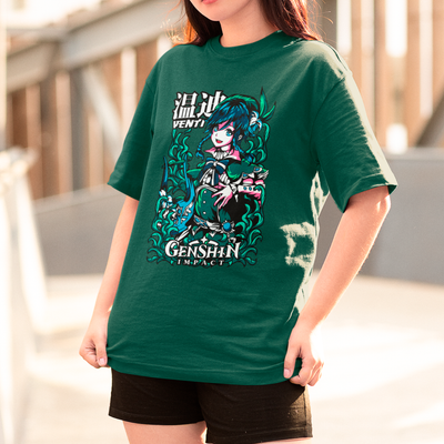 Camisetaa Básica Unissex Venti Kanji Genshin