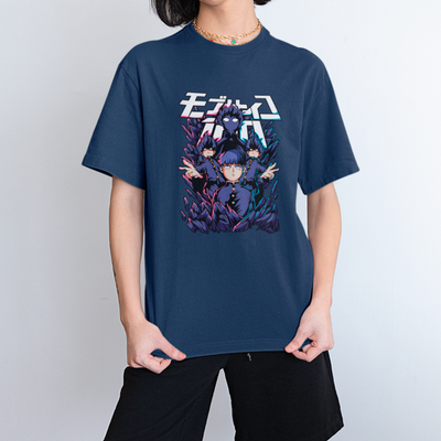 Camiseta Básica Unissex Shigeo Kageyama Pokerface Kanji Mob Psycho 100
