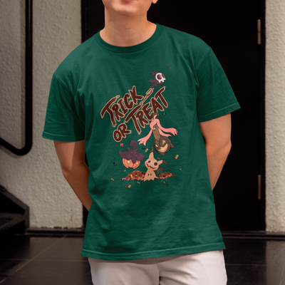 Camiseta Básica Unissex Doces ou Travessuras Pokemon Halloween