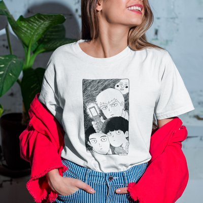 Camiseta Básica Unissex Personagens Celular Mob Psycho 100