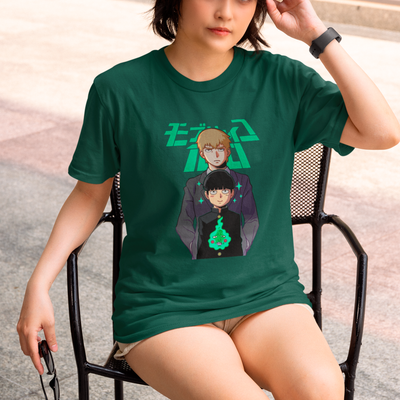 Camiseta Básica Unissex Shigeo Reigen Fantasma Kanji Mob Psycho 100