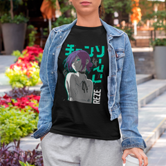 Camiseta Básica Unissex Chainsaw Man Reze Manga Kanji