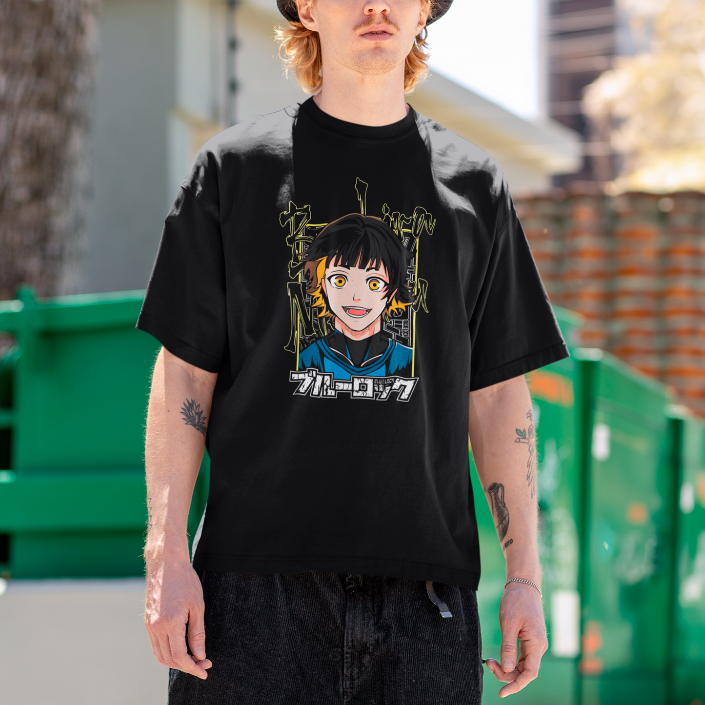 Camiseta Básica Unissex Blue Lock Meguru Bachira Rosto