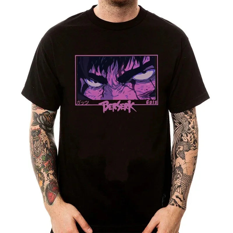 Camiseta Básica Unissex Berserk Guts Eyes Anger- preto