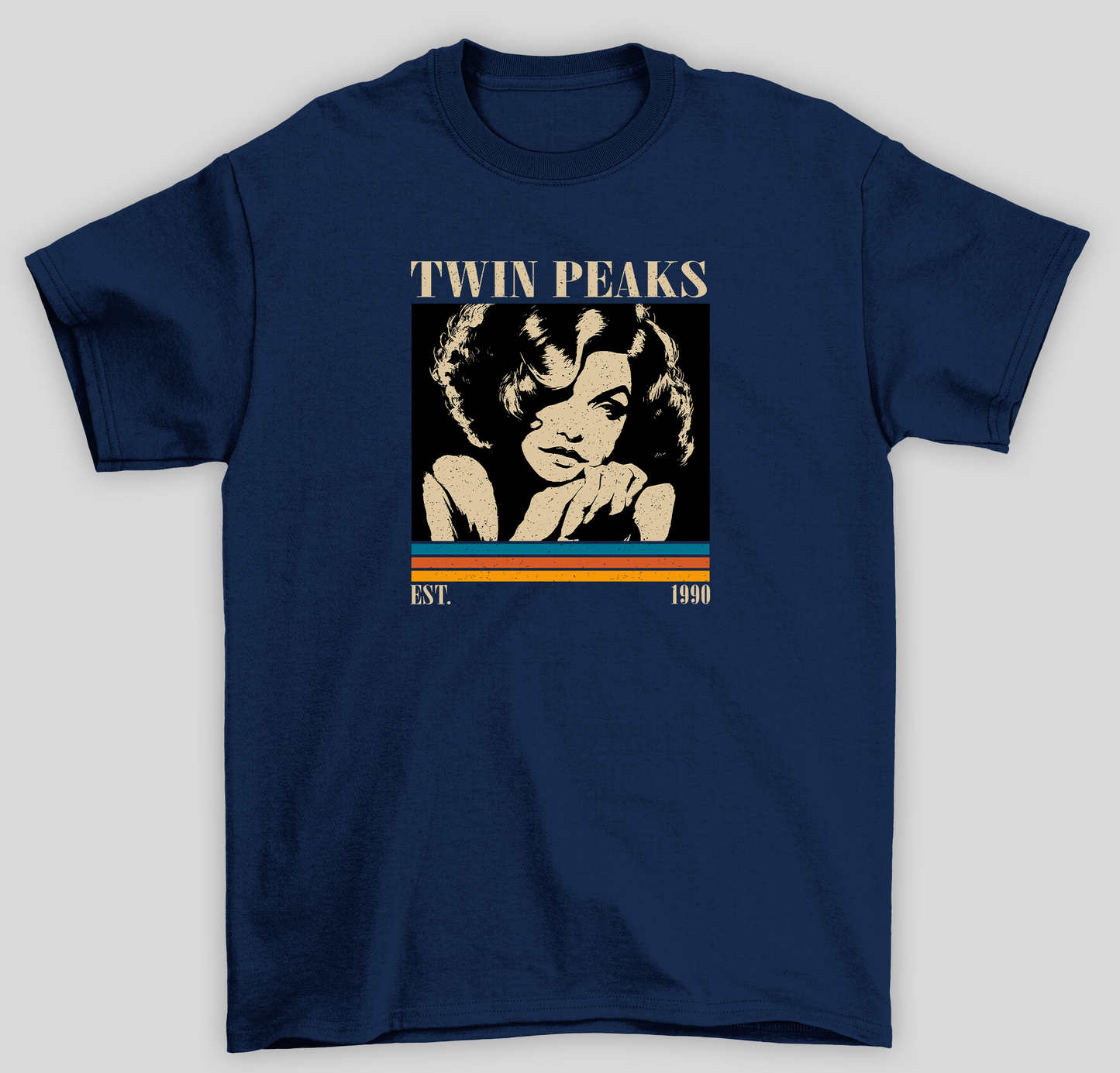 Camiseta Básica Unissex Twin Peaks Est 1990- azul-marinho