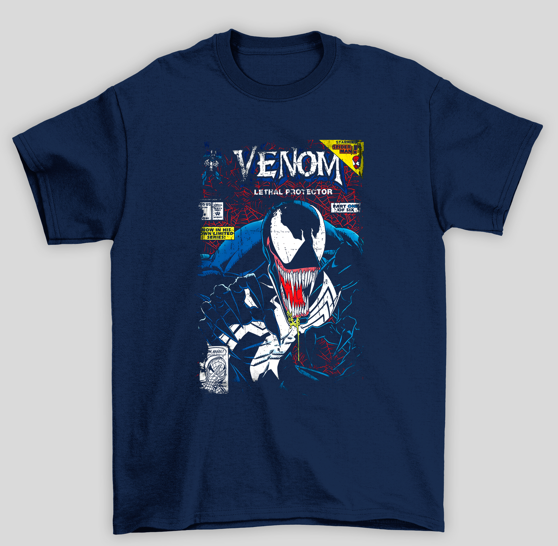 Camiseta Básica Unissex Venom Lethal Protector- azul-marinho