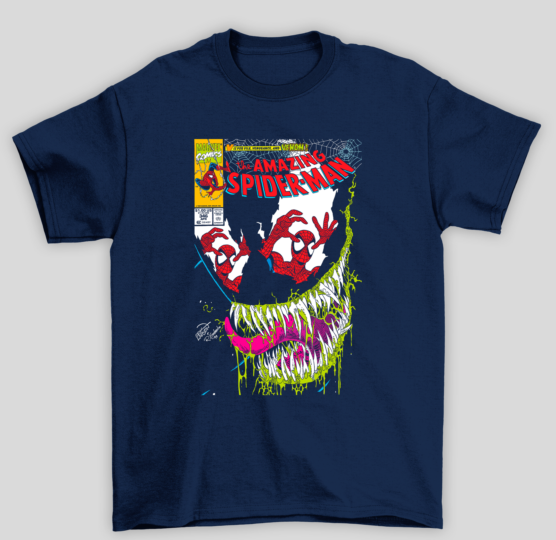 Camiseta Básica Unissex Venom Amazing Spider Man- AZUL-MARINHO