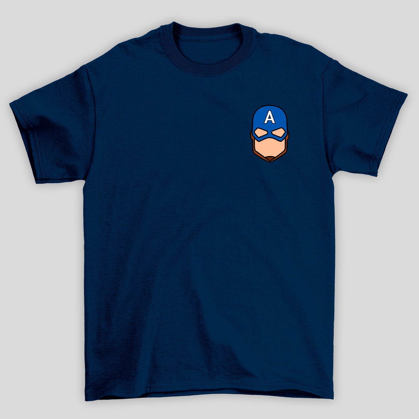 Camiseta Básica Unissex Capitão América Rosto Minimalista