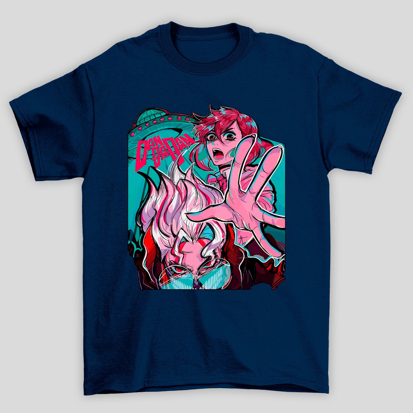 Camiseta Básica Unissex Dandadan Momo Ayase Okarun Nave