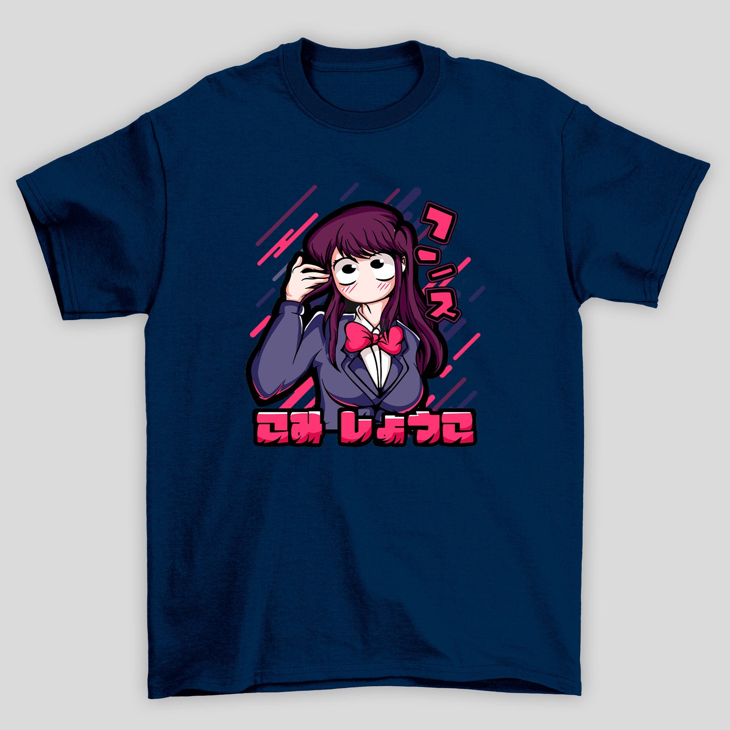 Camiseta Básico Unissex Komi Kanji Kawaii Komi Cants Communicate