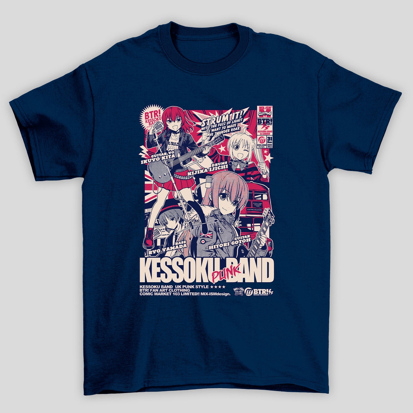 Camiseta Básica Unissex Kessoku Band Punk Poster Show Bocchi The Rock
