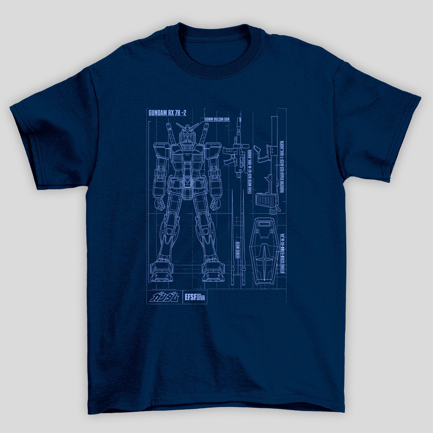 Camiseta Básica Unissex Gundam Blueprint