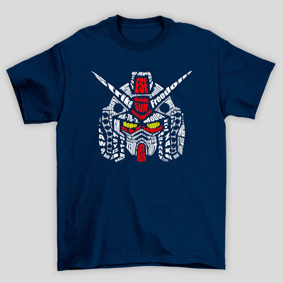 Camiseta Básica Unissex Gundam Capacetes Textos
