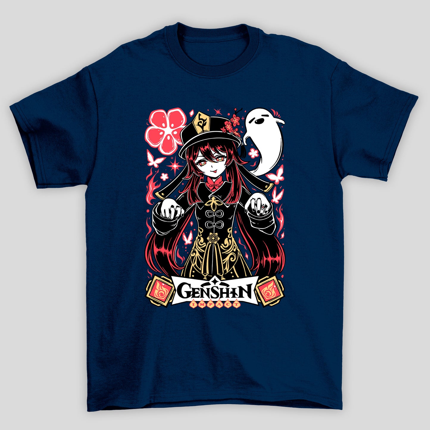 Camiseta Básica Unissex Hu Tao Fantasma Genshin