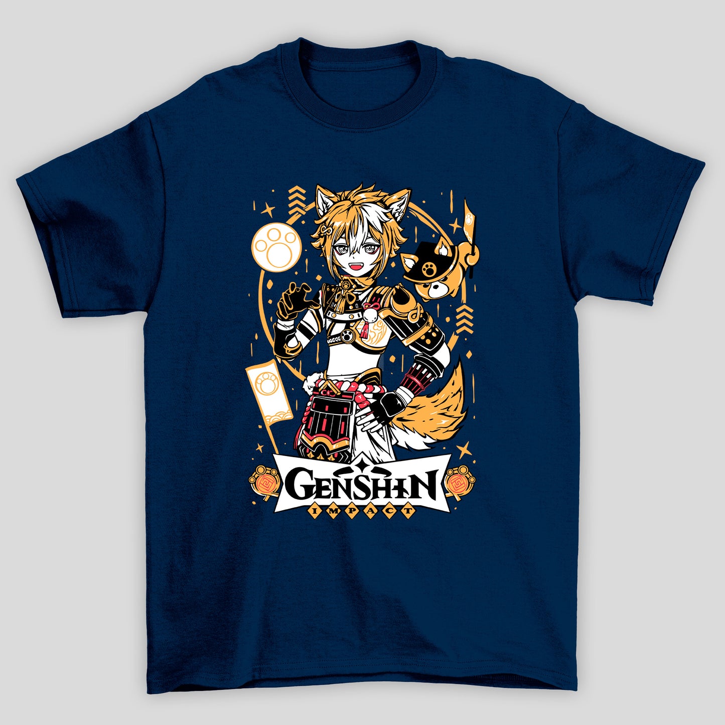Camiseta Básica Unissex Gorou Arco Cachorro Genshin