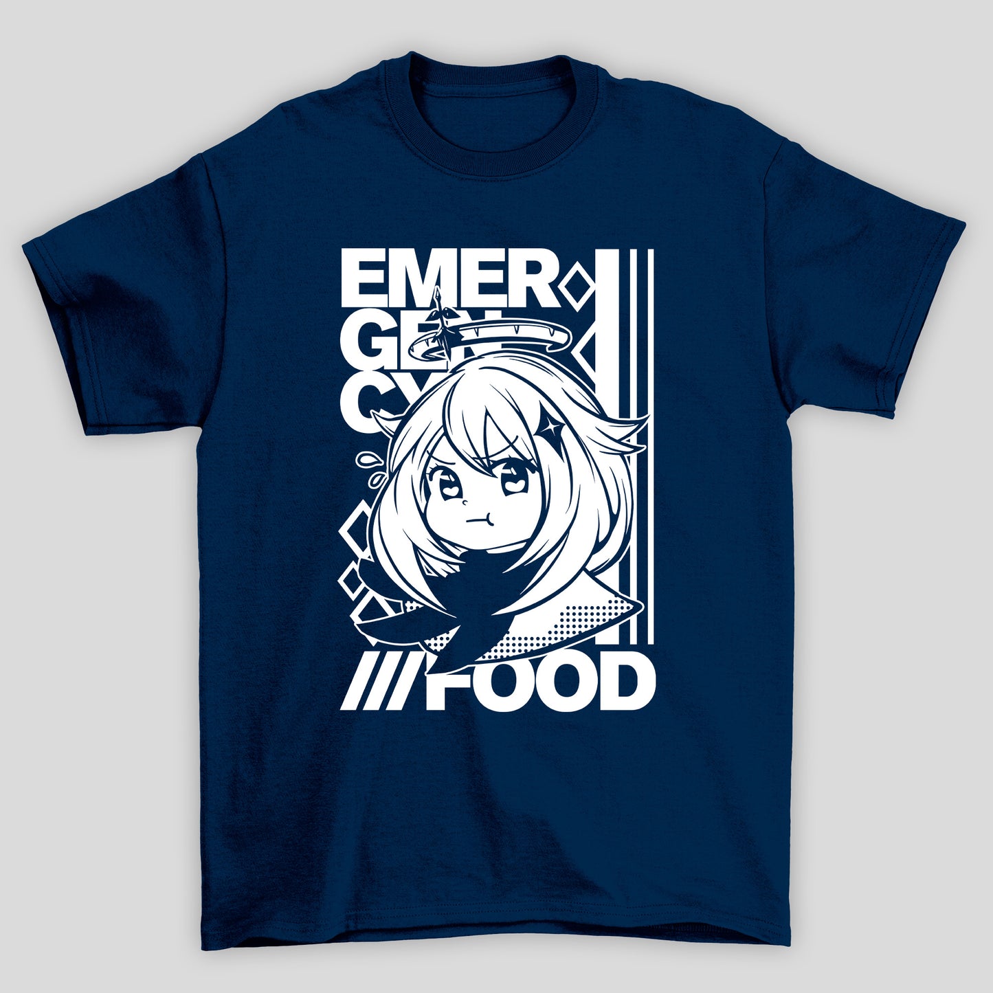 Camiseta Básica Unissex Paimon Emburrada Emergency Food Genshin