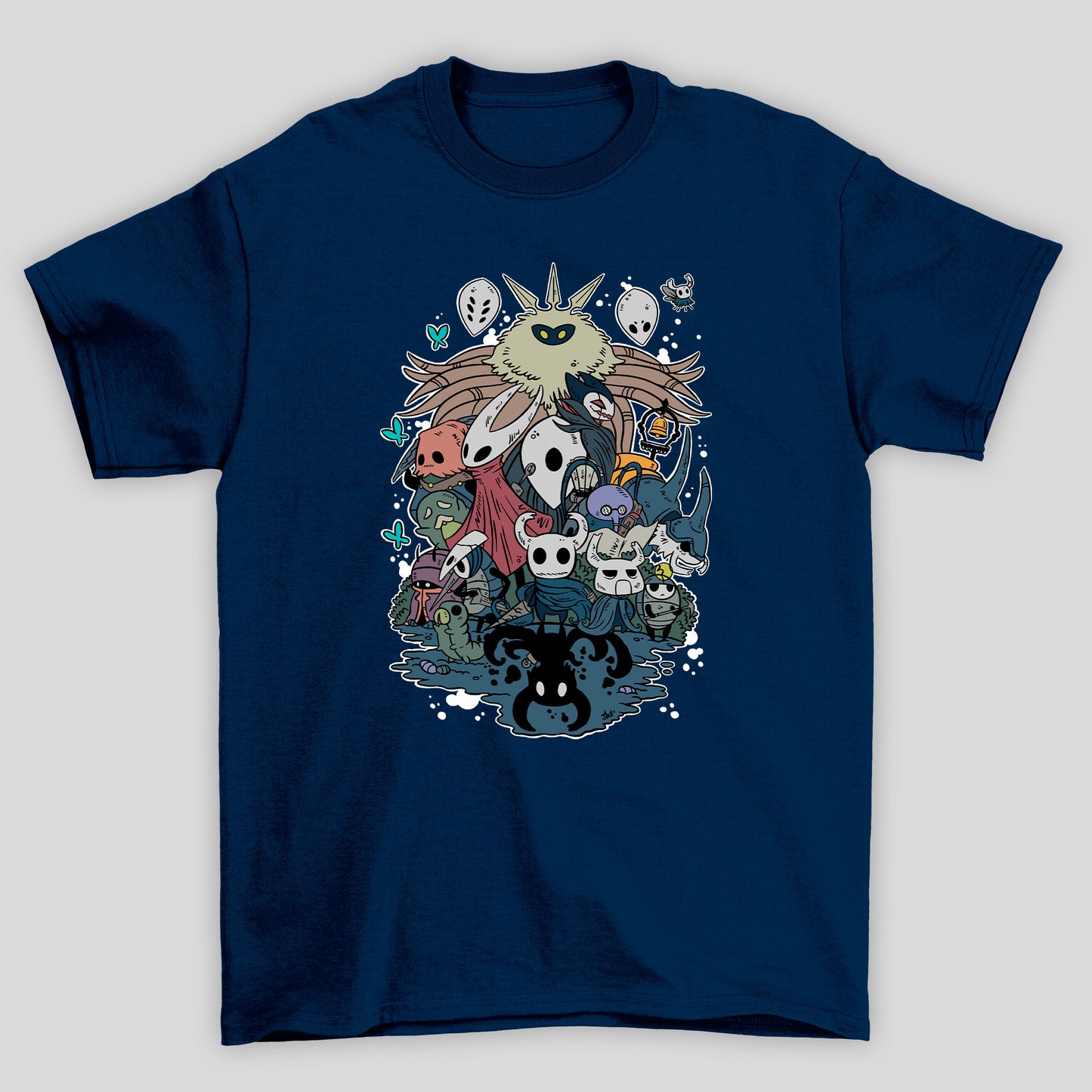Camiseta Básica Unissex Hollow Knight Personagens Mascaras