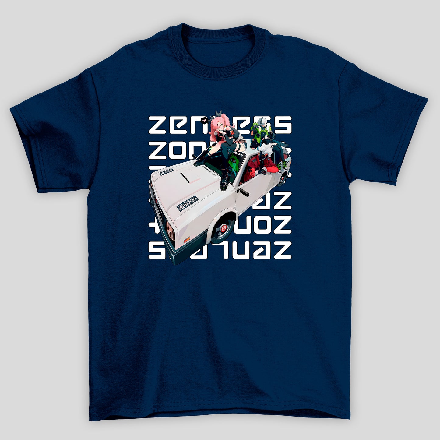 Camiseta Básica Unissex Zenless Zone Zero Personagens Carro