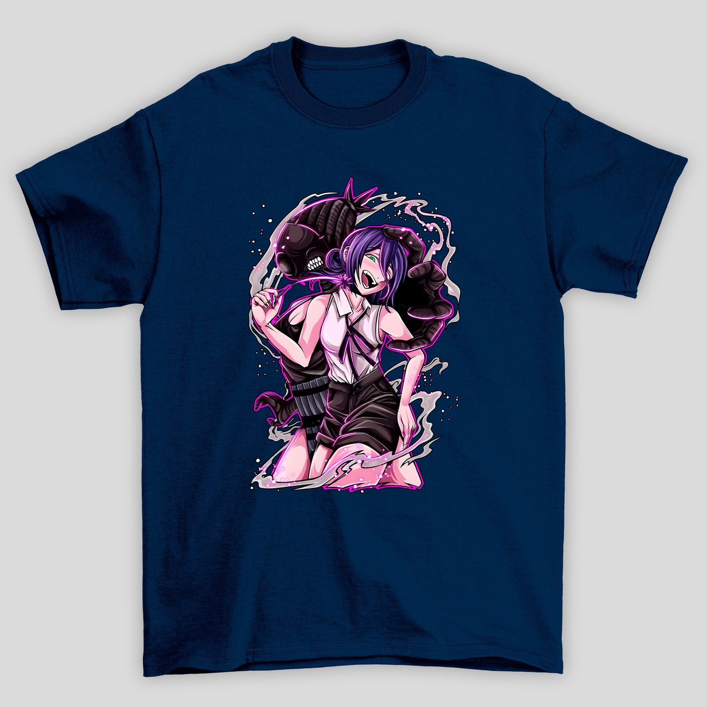 Camiseta Básica Unissex Chainsaw Man Reze Bomba Fumaça