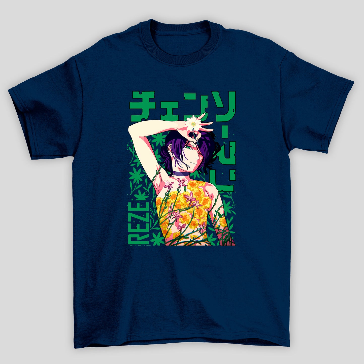 Camiseta Básica Unissex Chainsaw Man Reze Flowers