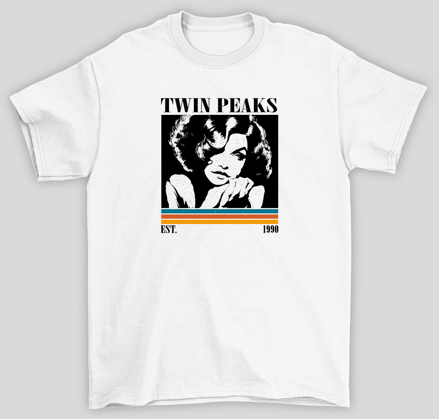 Camiseta Básica Unissex Twin Peaks Est 1990- branco