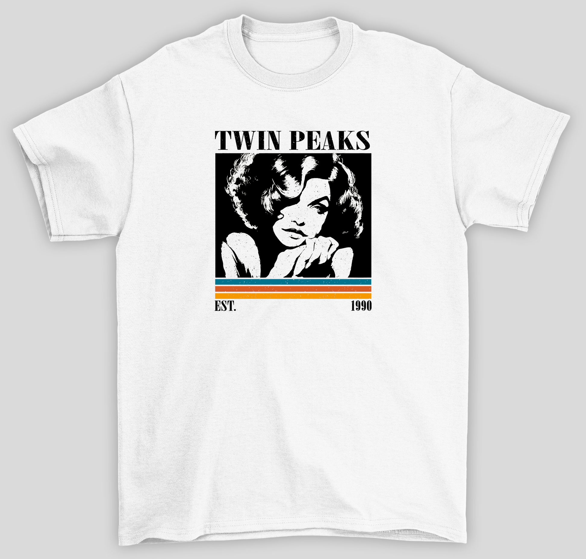 Camiseta Básica Unissex Twin Peaks Est 1990- branco