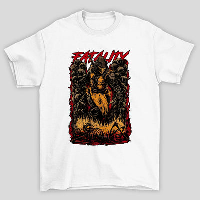 Camiseta Básica Unissex Mortal Kombat Scorpion Fatality
